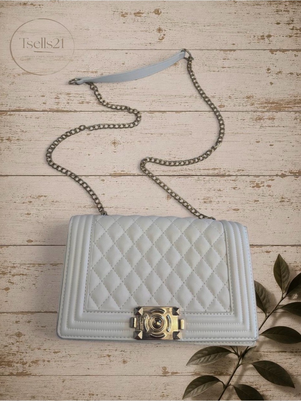 White Quilted Chain Flap Shoulder Bag